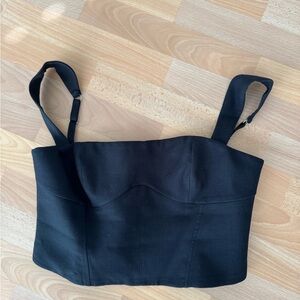 Oh Polly Black Bustier Crop Top with Zipper